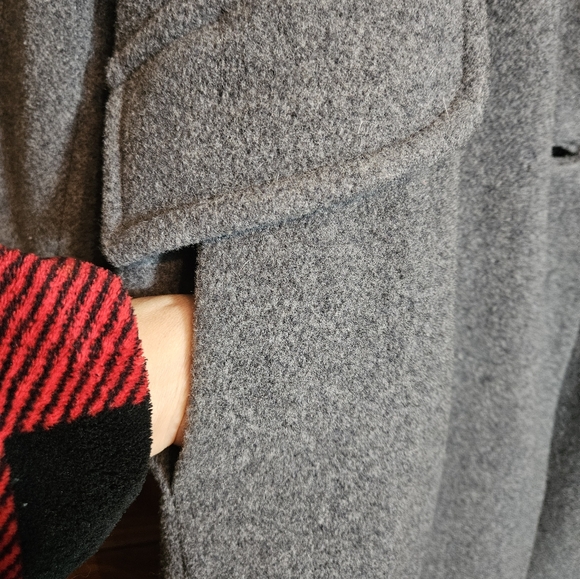 Vintage Anglo Fabrics Womens XL Wool Double Breasted Long Grey Jacket - Picture 6 of 8